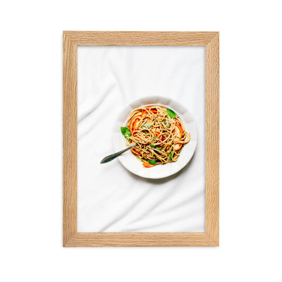Poster mit Rahmen - leckere Spaghetti Kuratoren von artlia Oak / 21×30 cm artlia