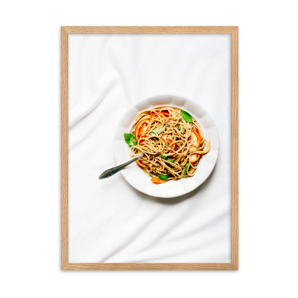 Poster mit Rahmen - leckere Spaghetti Kuratoren von artlia Oak / 50×70 cm artlia