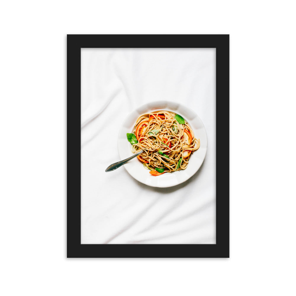 Poster mit Rahmen - leckere Spaghetti Kuratoren von artlia Schwarz / 21×30 cm artlia