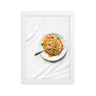 Poster mit Rahmen - leckere Spaghetti Kuratoren von artlia Weiß / 21×30 cm artlia