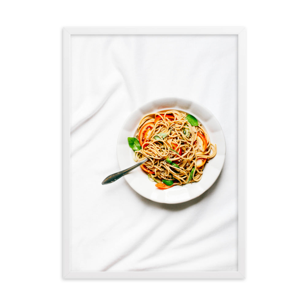 Poster mit Rahmen - leckere Spaghetti Kuratoren von artlia Weiß / 50×70 cm artlia