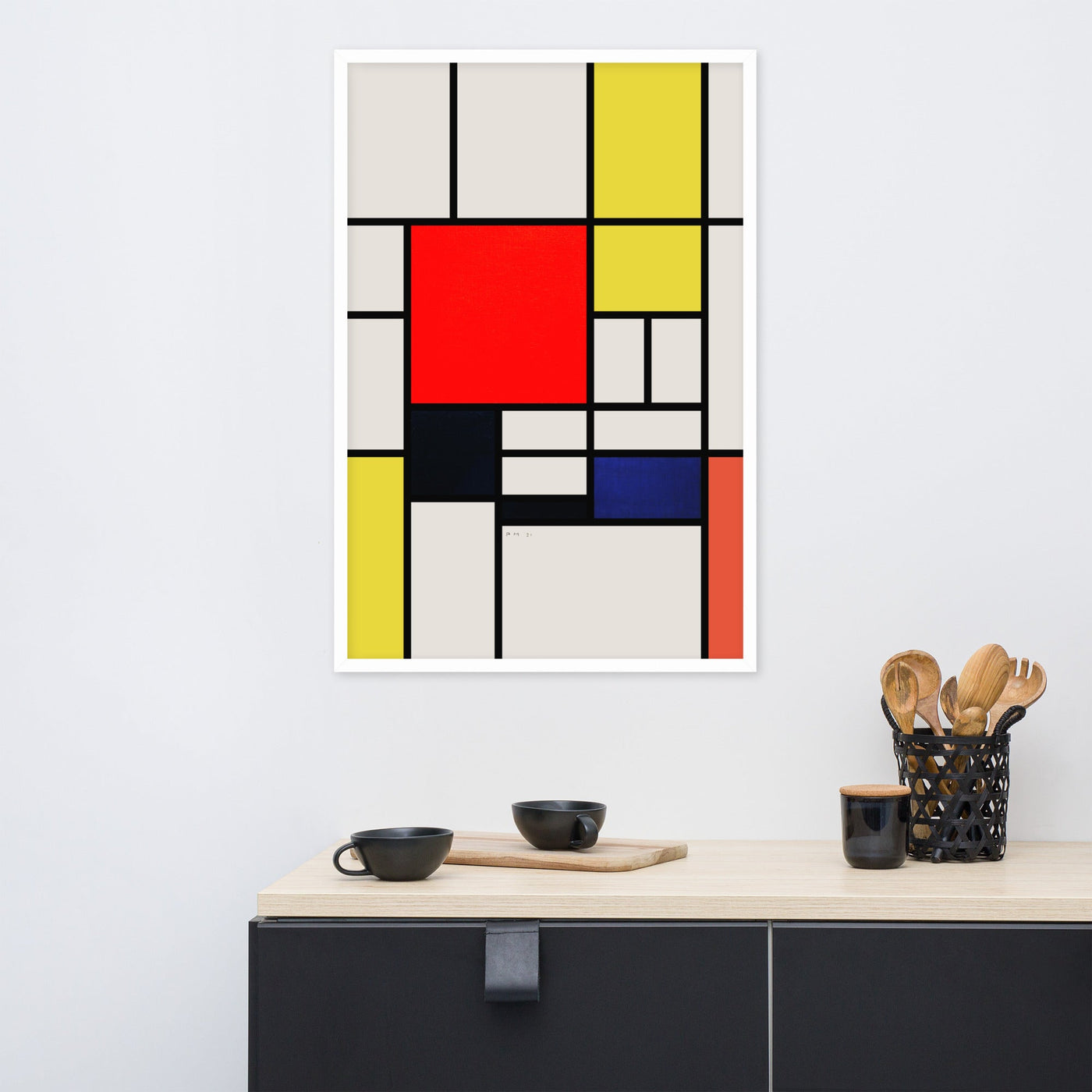 Poster mit Rahmen - Mondrian, Composition with red yellow black gray and blue Piet Mondrian artlia