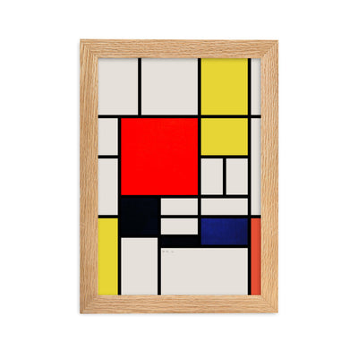 Poster mit Rahmen - Mondrian, Composition with red yellow black gray and blue Piet Mondrian Oak / 21×30 cm artlia
