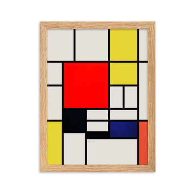 Poster mit Rahmen - Mondrian, Composition with red yellow black gray and blue Piet Mondrian Oak / 30×40 cm artlia