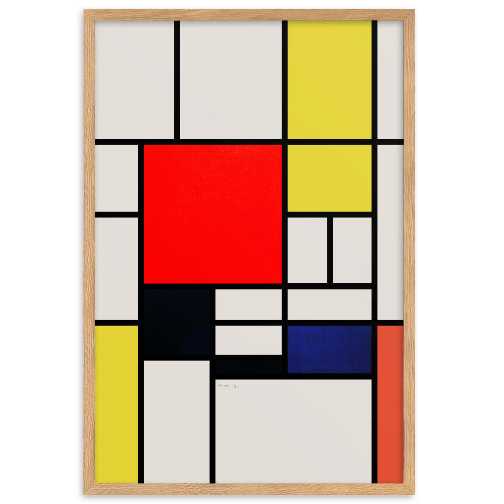 Poster mit Rahmen - Mondrian, Composition with red yellow black gray and blue Piet Mondrian Oak / 61×91 cm artlia