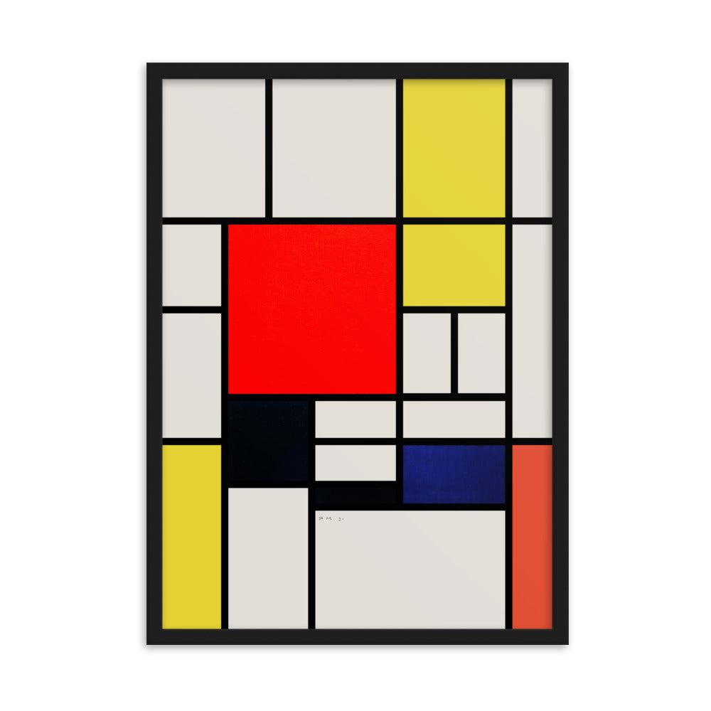 Poster mit Rahmen - Mondrian, Composition with red yellow black gray and blue Piet Mondrian Schwarz / 50×70 cm artlia
