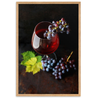 Poster mit Rahmen - Wein und Trauben Kuratoren von artlia Oak / 61×91 cm artlia