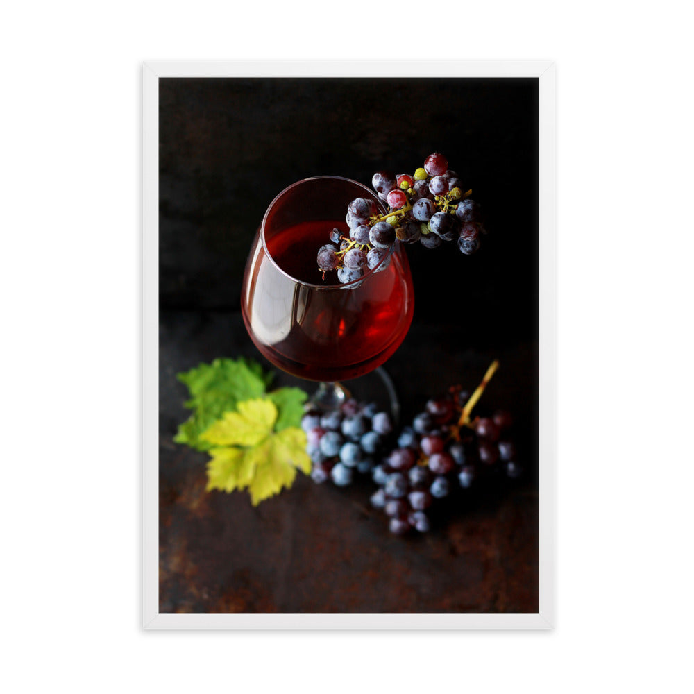 Poster mit Rahmen - Wein und Trauben Kuratoren von artlia Weiß / 50×70 cm artlia