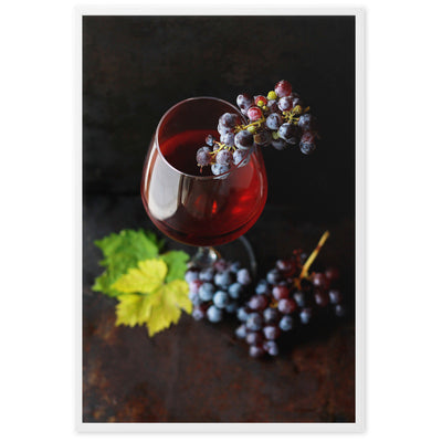 Poster mit Rahmen - Wein und Trauben Kuratoren von artlia Weiß / 61×91 cm artlia