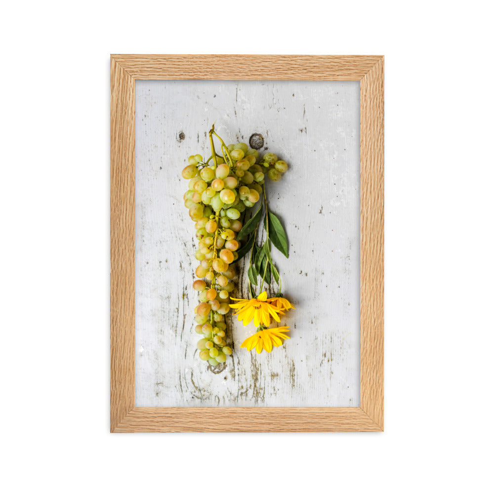 Poster mit Rahmen - Weintrauben und Blumen Kuratoren von artlia Oak / 21×30 cm artlia