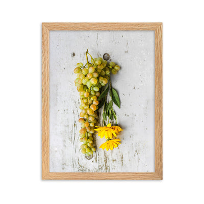 Poster mit Rahmen - Weintrauben und Blumen Kuratoren von artlia Oak / 30×40 cm artlia