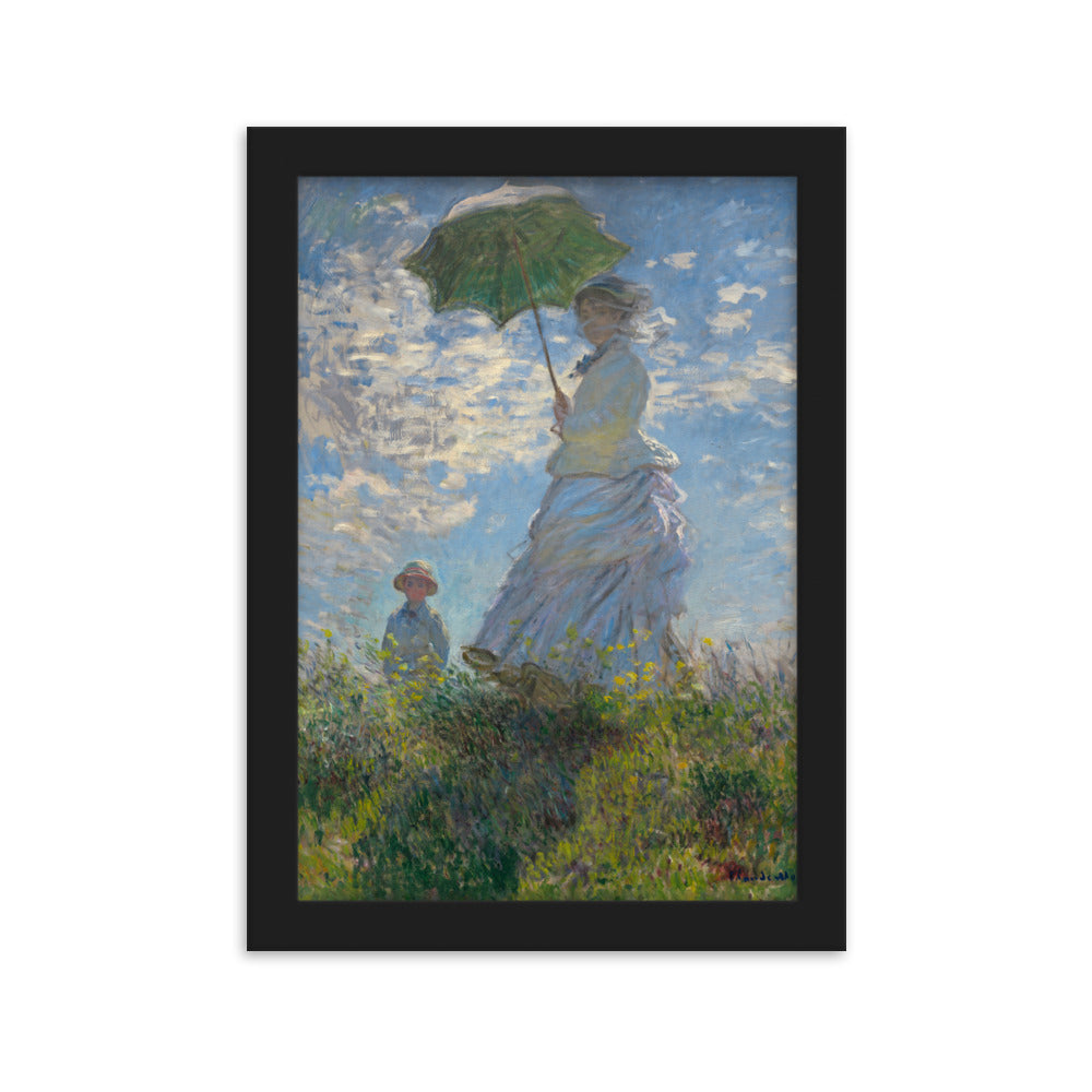 Poster mit Rahmen - Woman with a Parasol - Madame Monet and Her Son Claude Monet Schwarz / 21×30 cm artlia