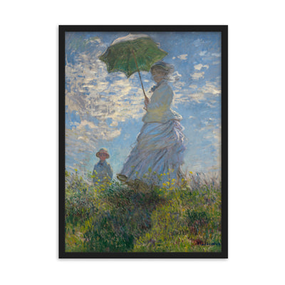 Poster mit Rahmen - Woman with a Parasol - Madame Monet and Her Son Claude Monet Schwarz / 50×70 cm artlia