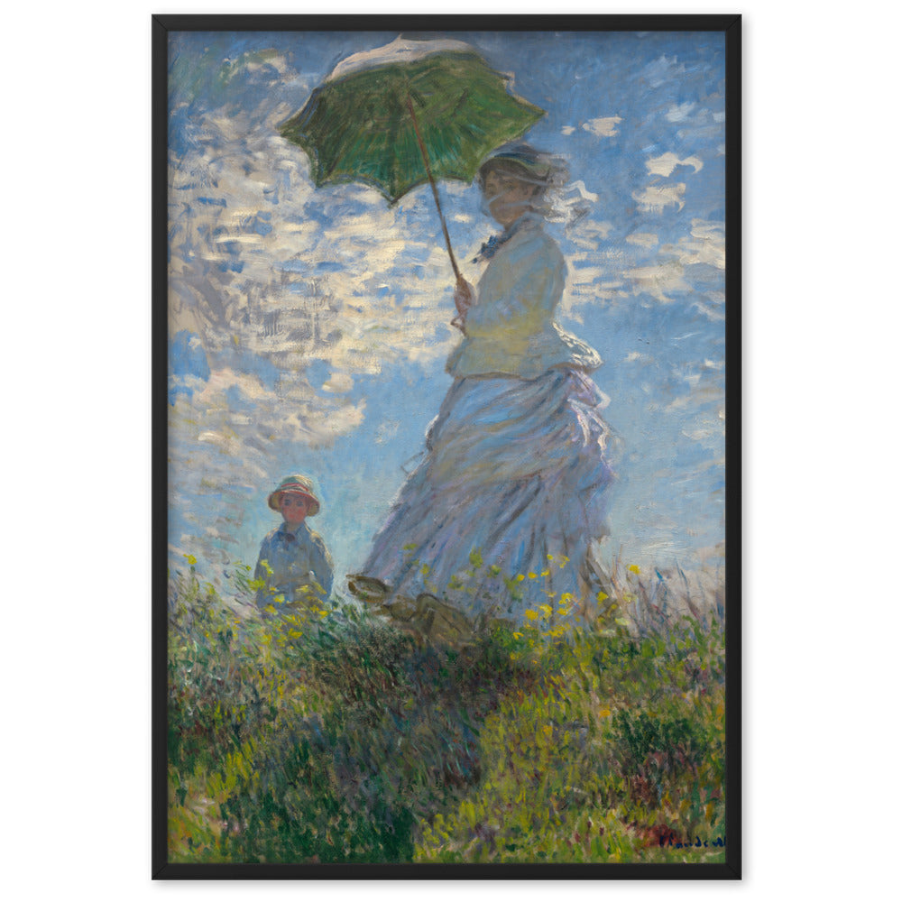 Poster mit Rahmen - Woman with a Parasol - Madame Monet and Her Son Claude Monet Schwarz / 61×91 cm artlia