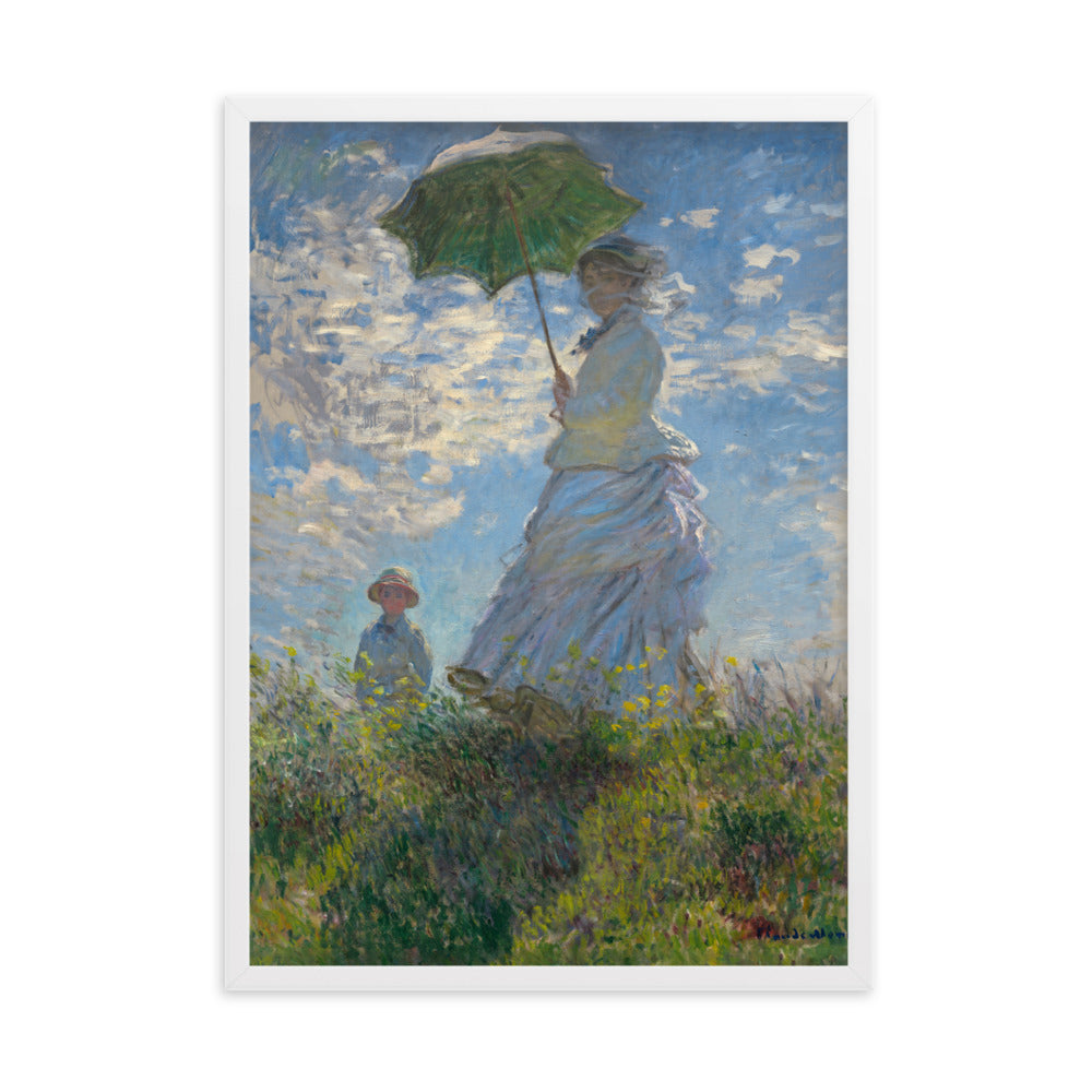 Poster mit Rahmen - Woman with a Parasol - Madame Monet and Her Son Claude Monet Weiß / 50×70 cm artlia