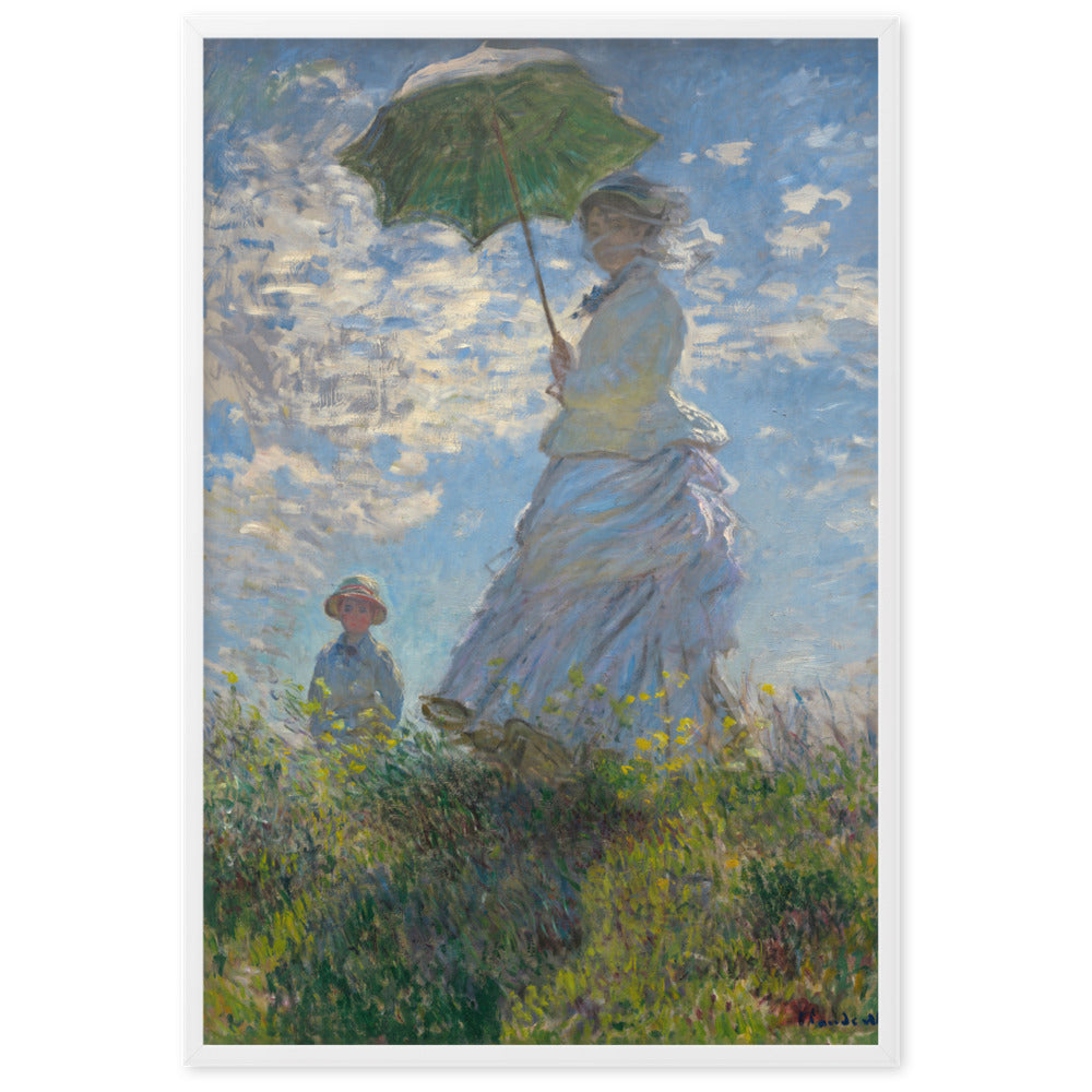 Poster mit Rahmen - Woman with a Parasol - Madame Monet and Her Son Claude Monet Weiß / 61×91 cm artlia