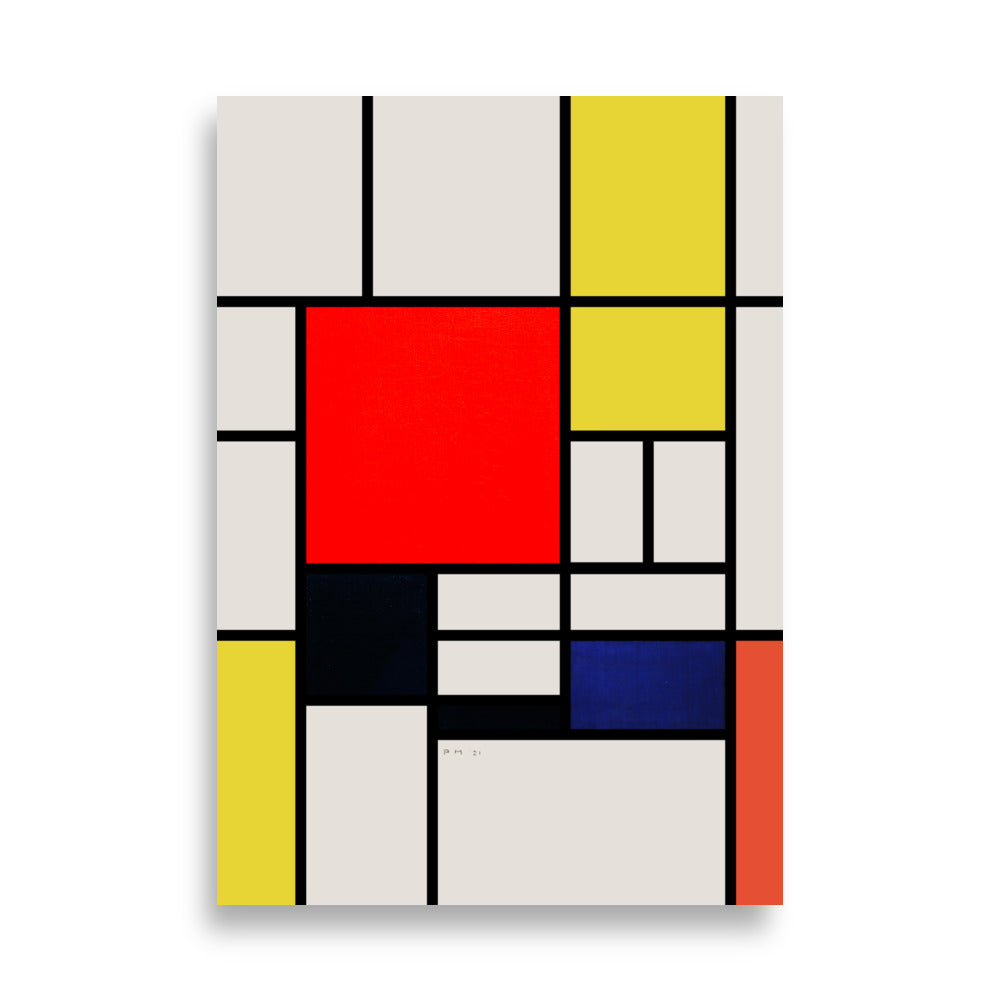 Poster - Mondrian, Composition with red yellow black gray and blue Piet Mondrian 21×30 cm artlia
