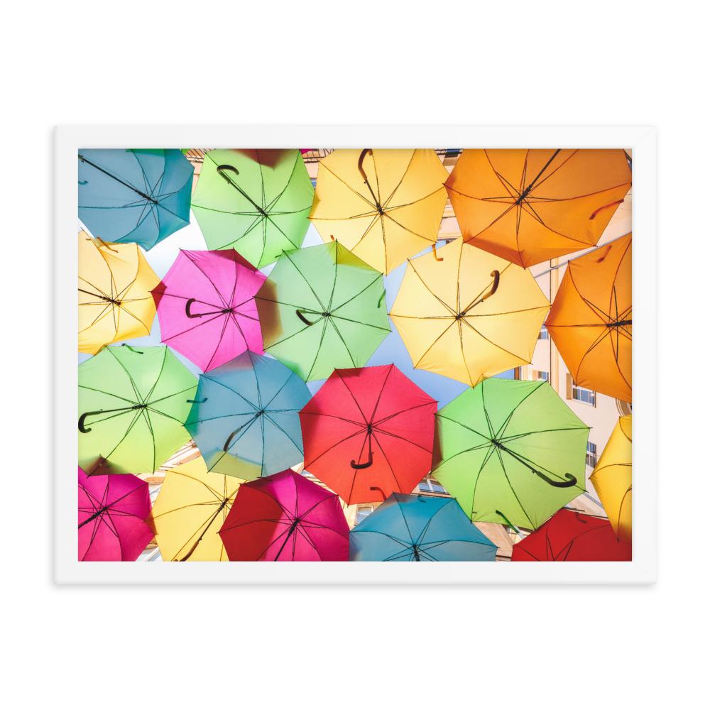 Regenbogenschirm - Poster im Rahmen Kuratoren von artlia weiß / 46x61 cm artlia
