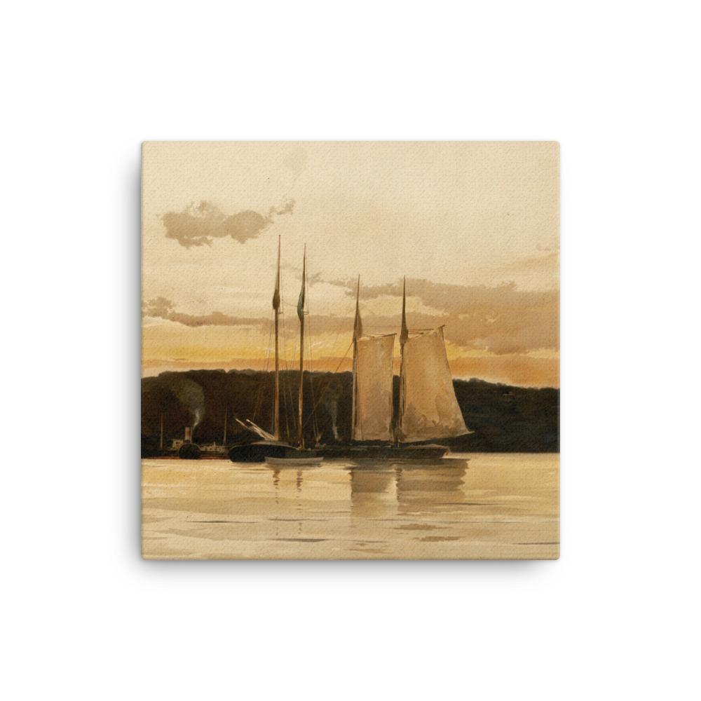 Schiffe im Sonnenuntergang - Leinwand Boston Public Library 30x30 cm artlia