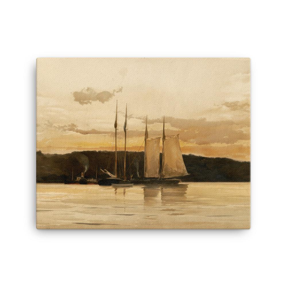 Schiffe im Sonnenuntergang - Leinwand Boston Public Library 41x51 cm artlia