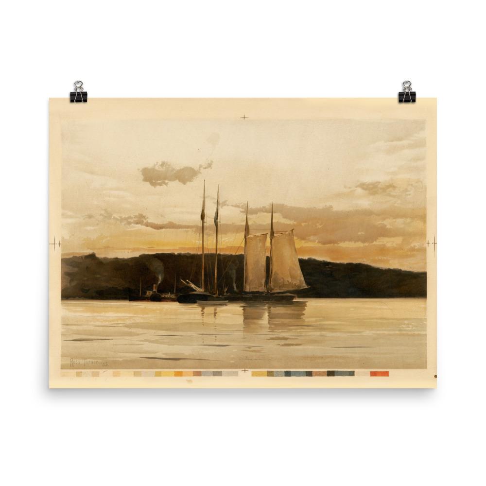 Schiffe im Sonnenuntergang - Poster Boston Public Library 30x41 cm artlia