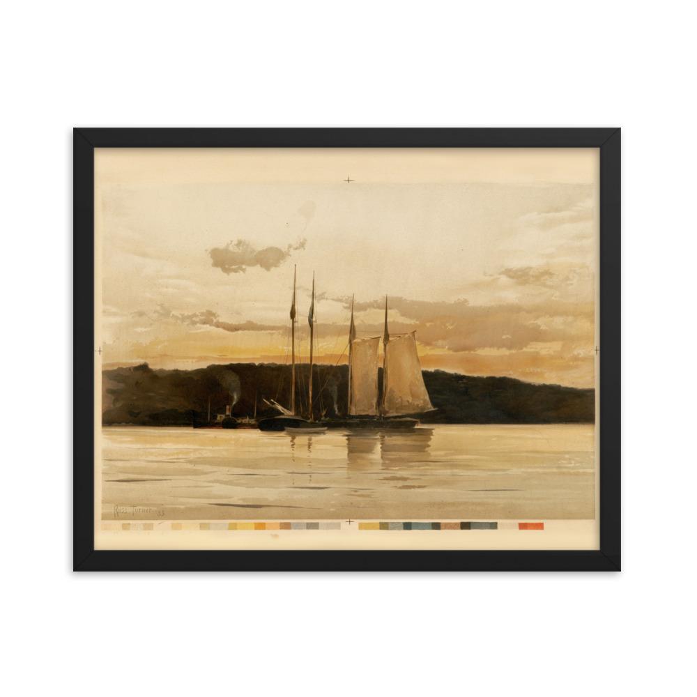 Schiffe im Sonnenuntergang - Poster im Rahmen Boston Public Library schwarz / 41x51 cm artlia