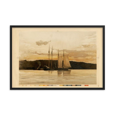 Schiffe im Sonnenuntergang - Poster im Rahmen Boston Public Library schwarz / 61x91 cm artlia