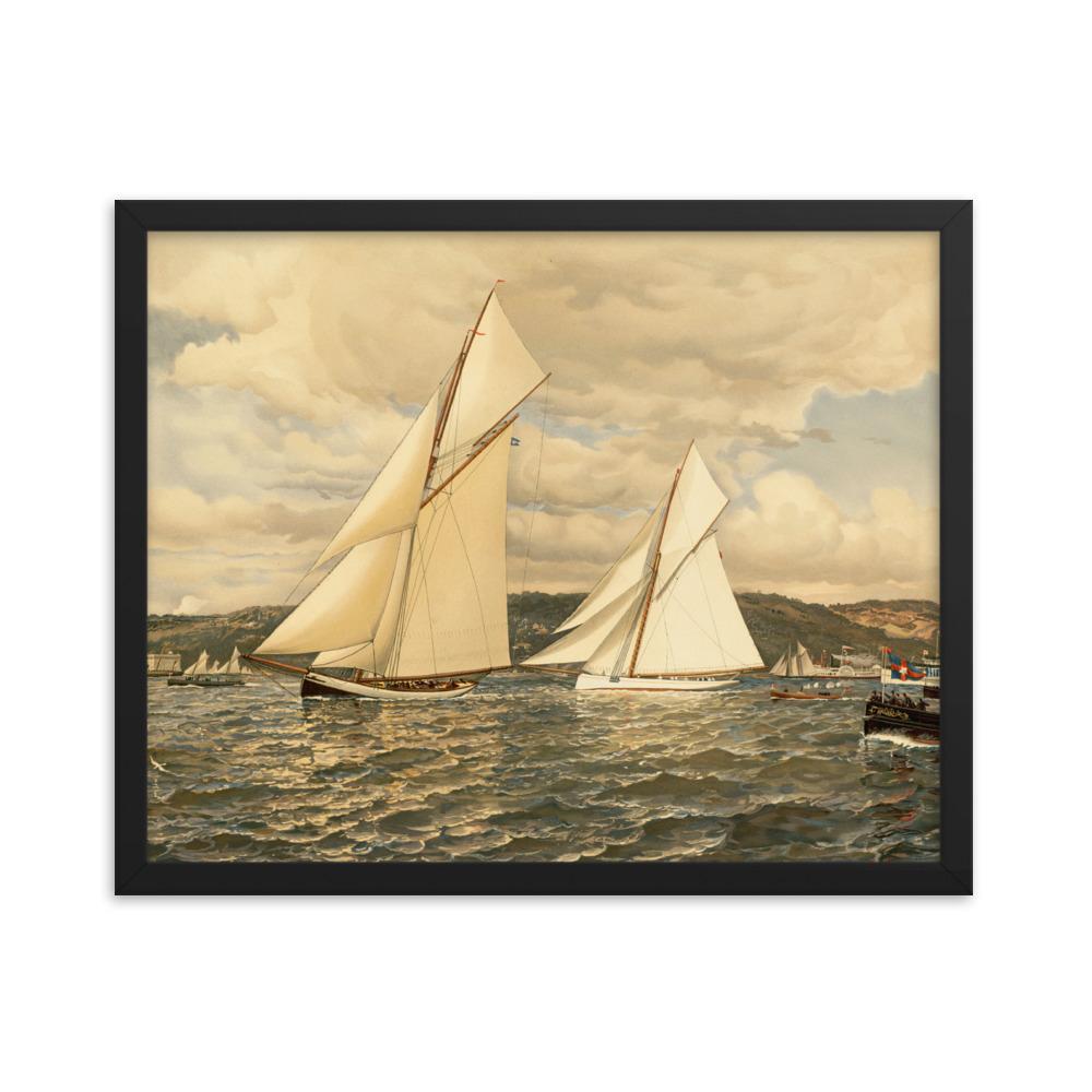Schiffsrennen - Poster im Rahmen Boston Public Library schwarz / 41x51 cm artlia