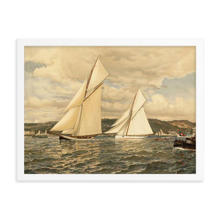 Schiffsrennen - Poster im Rahmen Boston Public Library weiß / 30x41 cm artlia