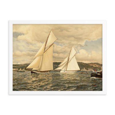 Schiffsrennen - Poster im Rahmen Boston Public Library weiß / 30x41 cm artlia