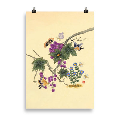 Schmetterlinge auf Traubenbaum - Poster artlia 70×100 cm artlia