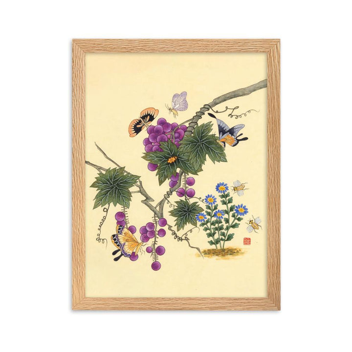 Schmetterlinge auf Traubenbaum - Poster im Rahmen artlia Oak / 30×40 cm artlia