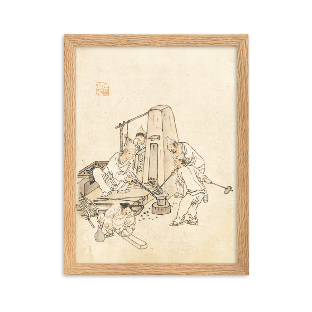 Schmiede, Kim Hong-do - Poster im Rahmen Hong-do Kim Oak / 30×40 cm artlia