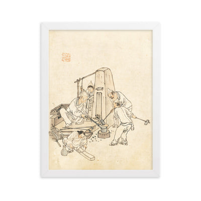 Schmiede, Kim Hong-do - Poster im Rahmen Hong-do Kim Weiß / 30×40 cm artlia