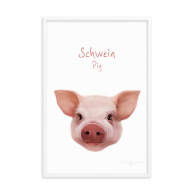 Schwein - Poster im Rahmen für Kinder dear.bon.vivant weiß / 61x91 cm artlia
