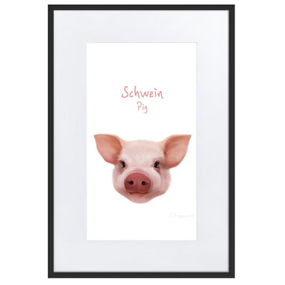 Schwein - Poster im Rahmen mit Passepartout dear.bon.vivant schwarz / 61×91 cm artlia