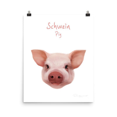 Schwein - Tier Poster für Kinder dear.bon.vivant 20x25 cm artlia