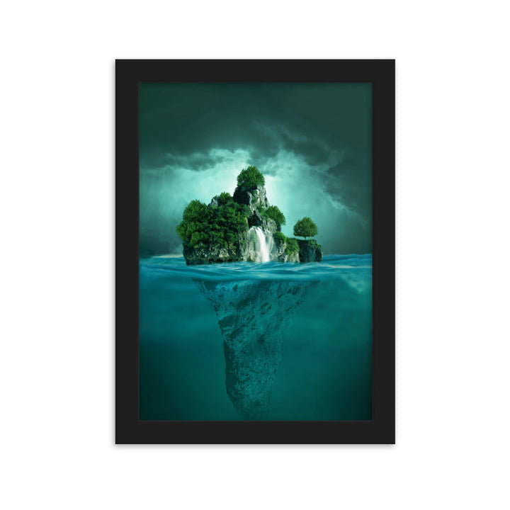 schwimmende Insel - Poster im Rahmen Kuratoren von artlia Schwarz / 21×30 cm artlia