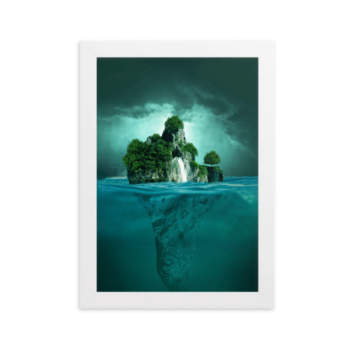 schwimmende Insel - Poster im Rahmen Kuratoren von artlia Weiß / 21×30 cm artlia