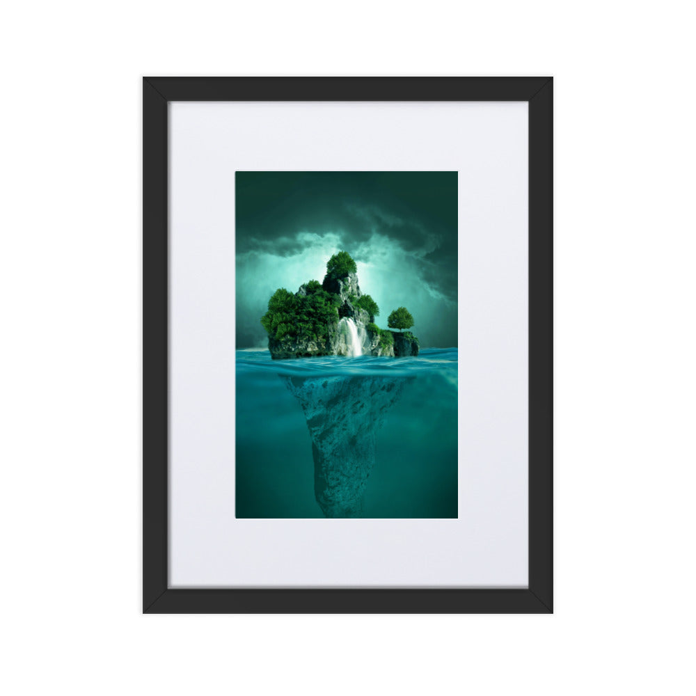 schwimmende Insel - Poster im Rahmen mit Passepartout Kuratoren von artlia Schwarz / 30×40 cm artlia