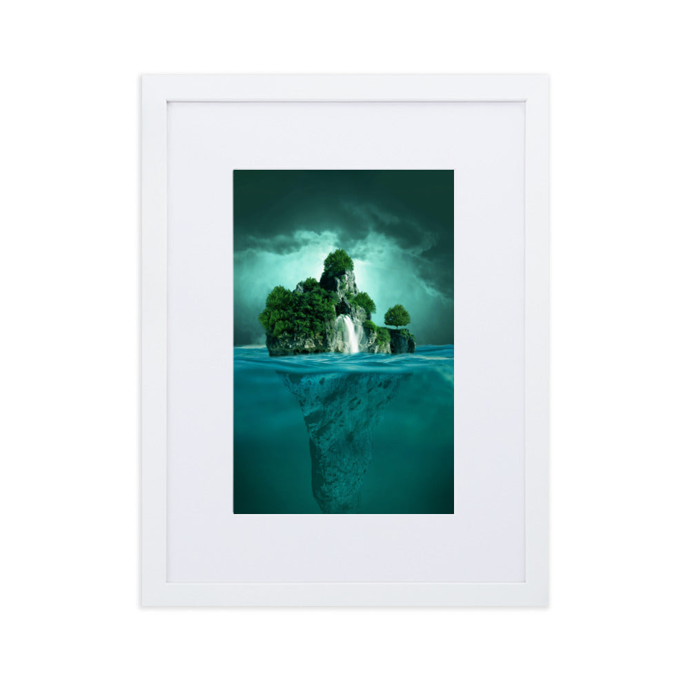 schwimmende Insel - Poster im Rahmen mit Passepartout Kuratoren von artlia Weiß / 30×40 cm artlia