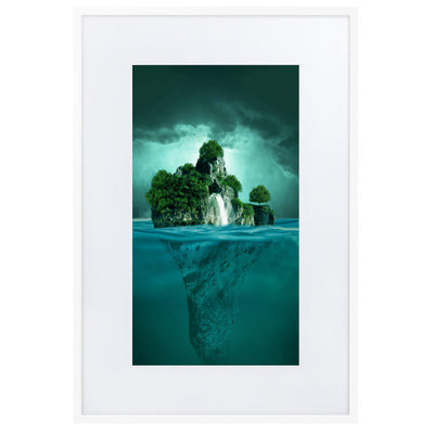 schwimmende Insel - Poster im Rahmen mit Passepartout Kuratoren von artlia Weiß / 61×91 cm artlia