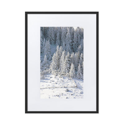 Snow Landscape 3 - Poster im Rahmen mit Passepartout artlia Schwarz / 50×70 cm artlia