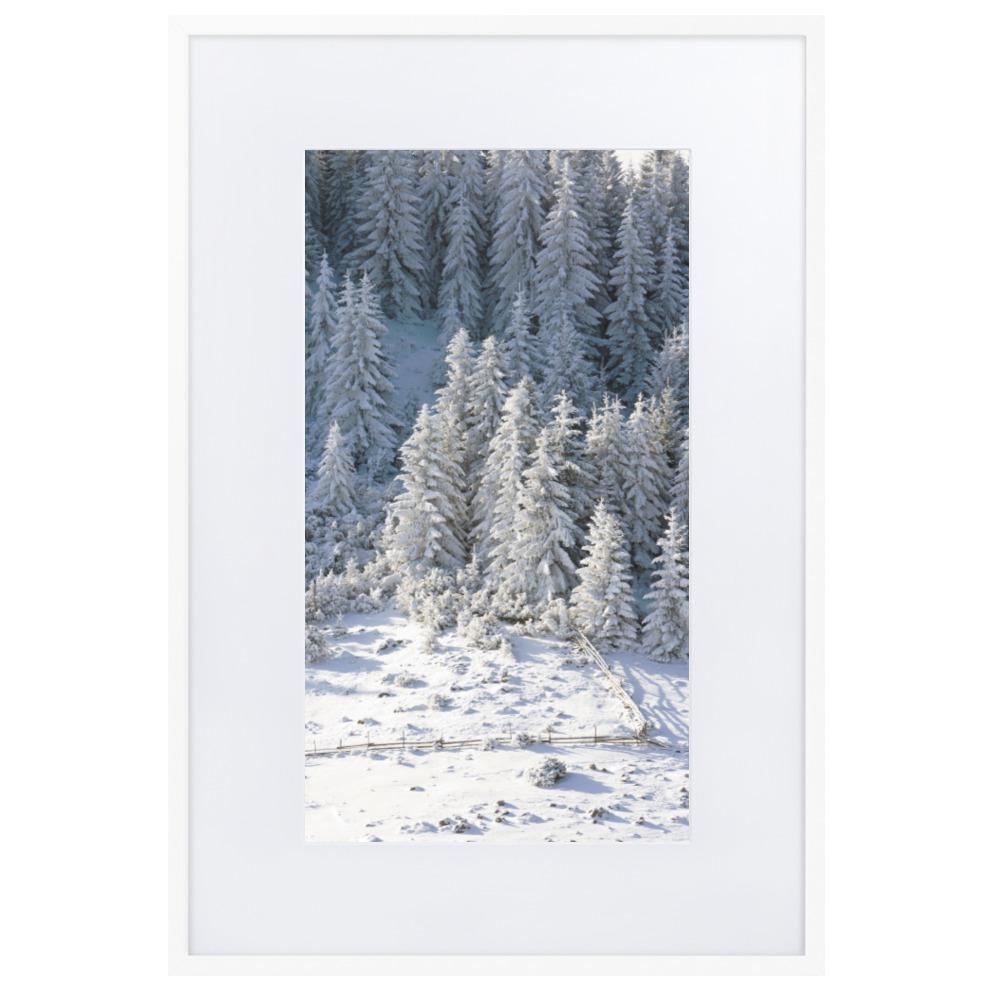 Snow Landscape 3 - Poster im Rahmen mit Passepartout artlia Weiß / 61×91 cm artlia