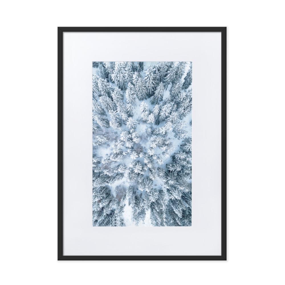 Snow Landscape 7 - Poster im Rahmen mit Passepartout artlia Schwarz / 50×70 cm artlia