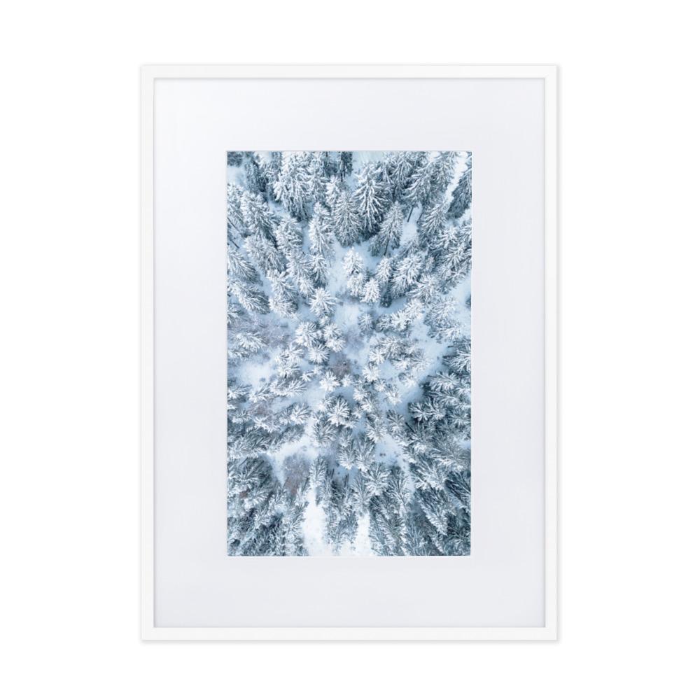 Snow Landscape 7 - Poster im Rahmen mit Passepartout artlia Weiß / 50×70 cm artlia
