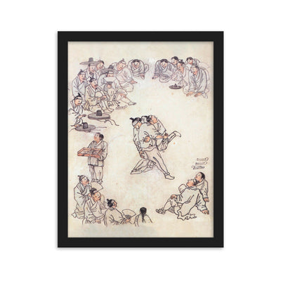 Ssireum-do, Kim Hong-do - Poster im Rahmen Hong-do Kim Schwarz / 30×40 cm artlia