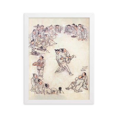 Ssireum-do, Kim Hong-do - Poster im Rahmen Hong-do Kim Weiß / 30×40 cm artlia