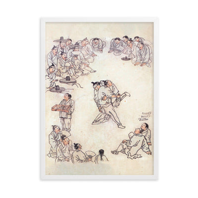 Ssireum-do, Kim Hong-do - Poster im Rahmen Hong-do Kim Weiß / 50×70 cm artlia