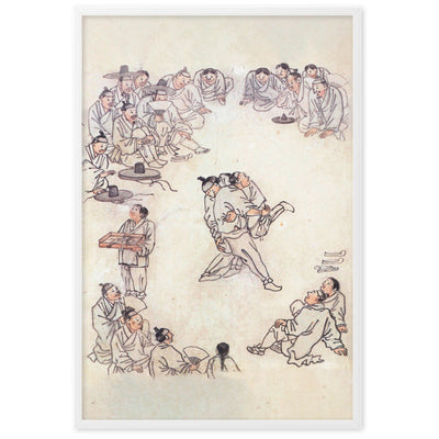 Ssireum-do, Kim Hong-do - Poster im Rahmen Hong-do Kim Weiß / 61×91 cm artlia